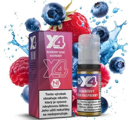 Liquid X4 Bar Juice - Borůvka a malina (Blue Sour Raspberry) 10ml - 10mg